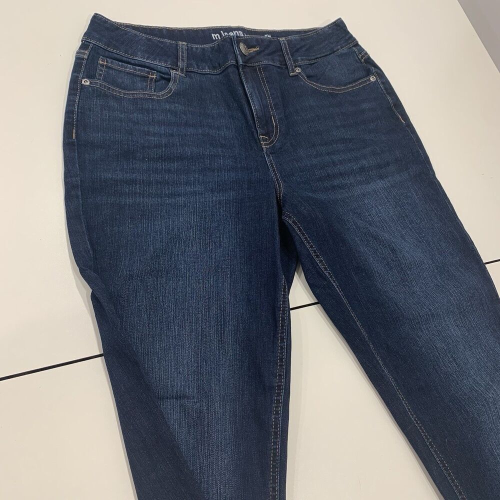 Maurices M Jeans 12 Long Womens Dark Blue Wash Denim Mid-Rise Stretch Pants
